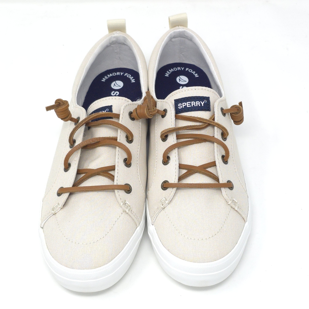 Sperry Womens Crest Vibe Canvas Low Top Lace Up Fashion Sneakers, Oat, Size 9M - Picture 7 of 8